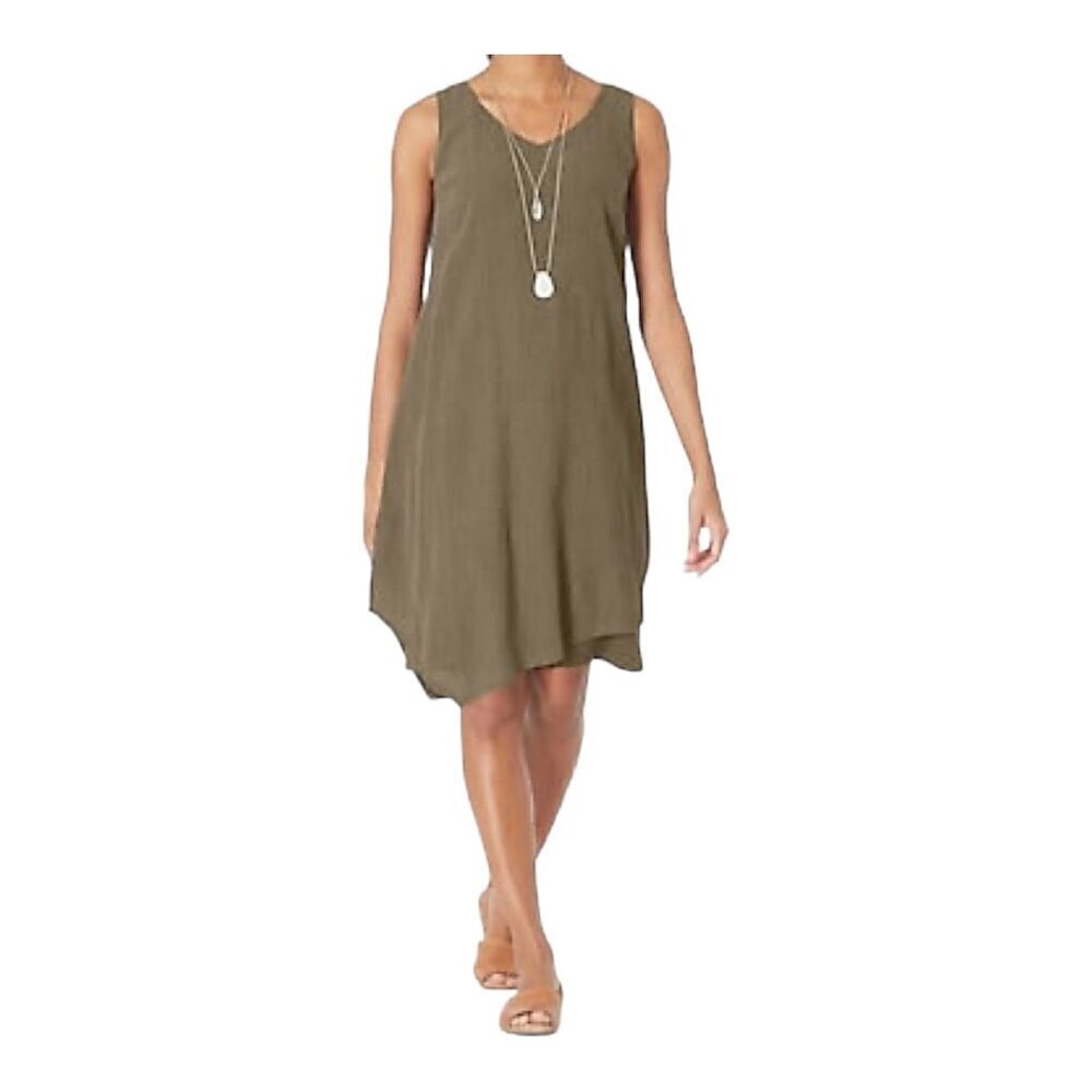 Pure Jill Textured mixed media dress, brown Size XS
